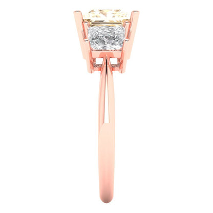 2.5 cttw Natural Morganite Three-Stone Engagement Ring - Solid Gold (Princess Cut,6.5 mm)