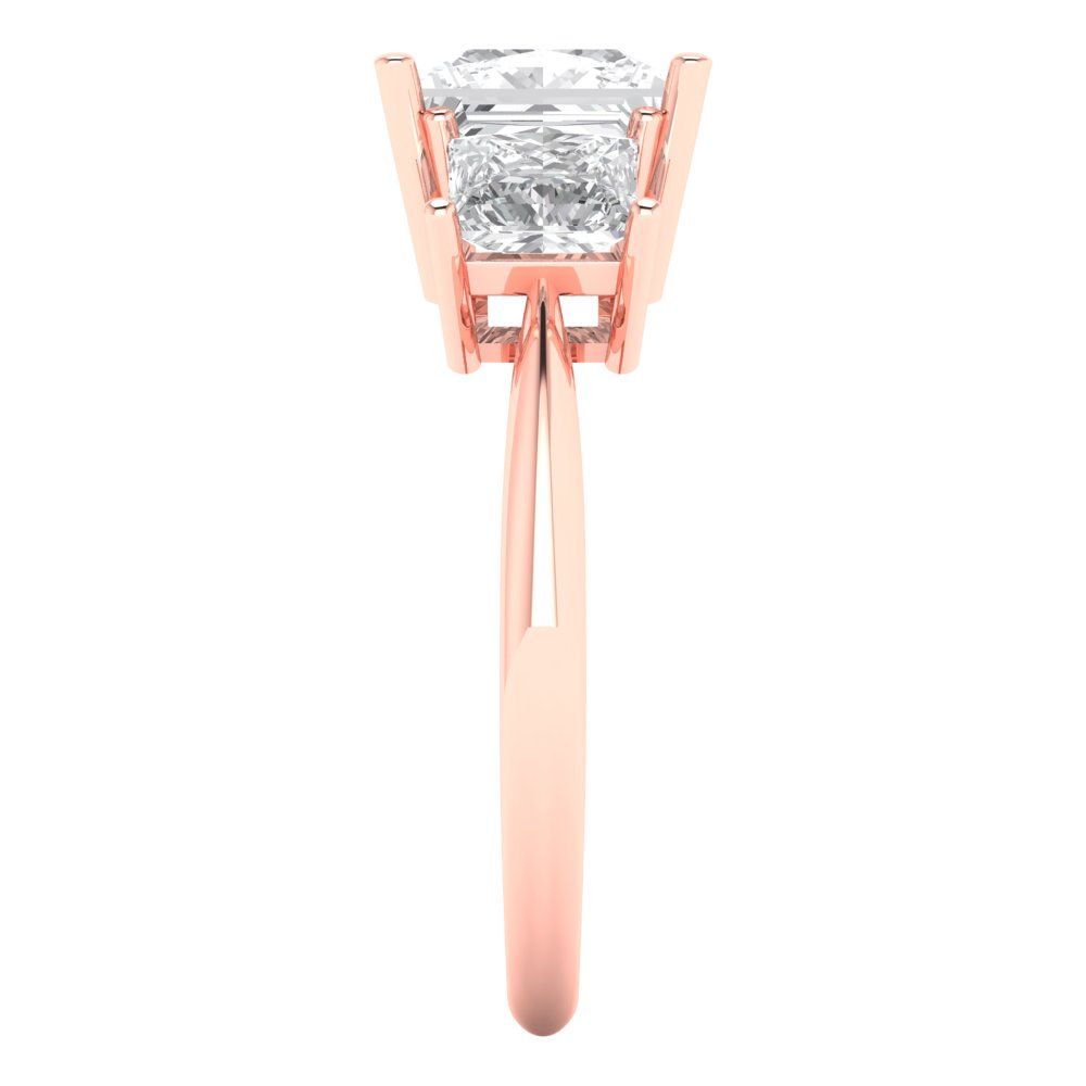 2.5 cttw Zirconia Simulated Diamond Three-Stone Engagement Ring - Solid Gold (VVS1, Princess Cut,6.5 mm)