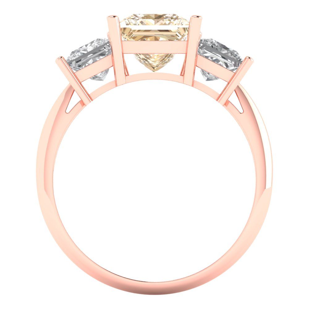 2.5 cttw Natural Morganite Three-Stone Engagement Ring - Solid Gold (Princess Cut,6.5 mm)