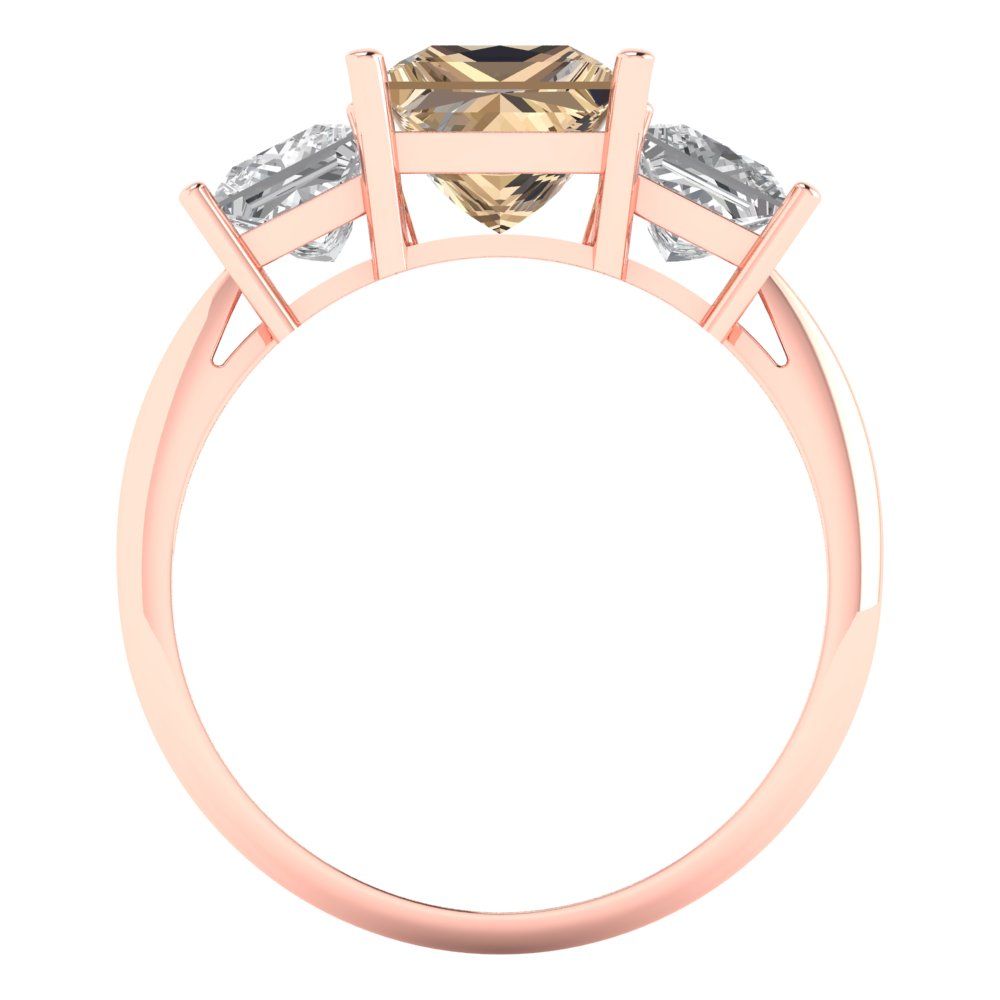 2.5 cttw Yellow Moissanite Three-Stone Engagement Ring - Solid Gold (Princess Cut,6.5 mm)