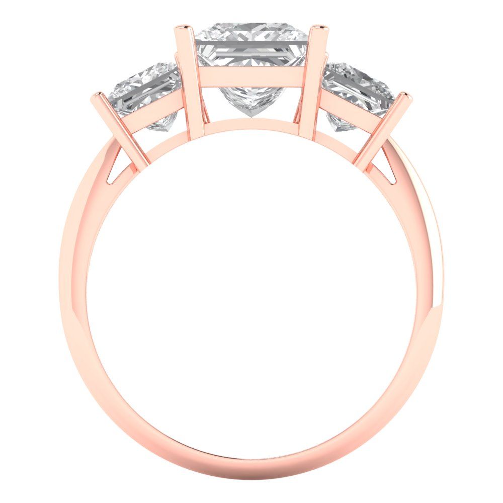 2.5 cttw Certified Moissanite Three-Stone Engagement Ring - Solid Gold (VVS1, D-F,Princess Cut,6.5 mm)