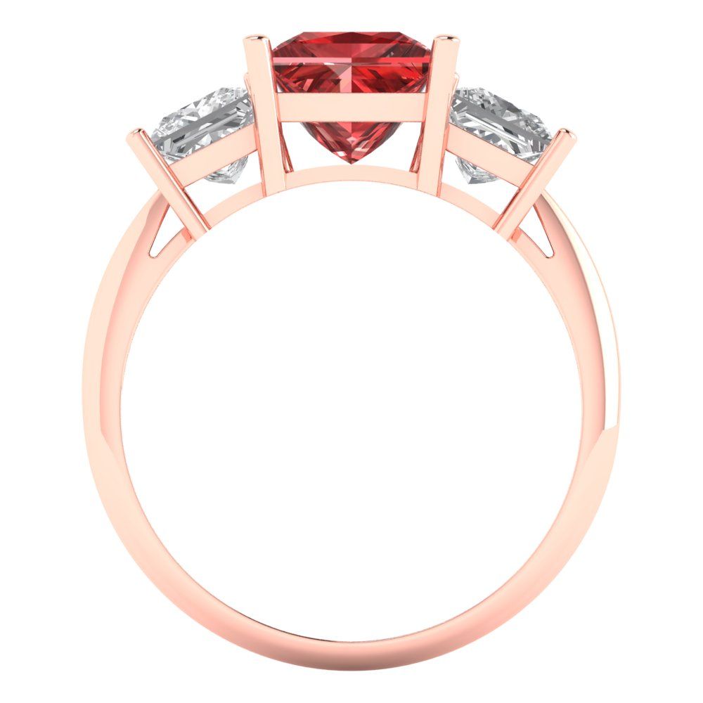 2.5 cttw Natural Garnet Three-Stone Engagement Ring - Solid Gold (Princess Cut,6.5 mm)