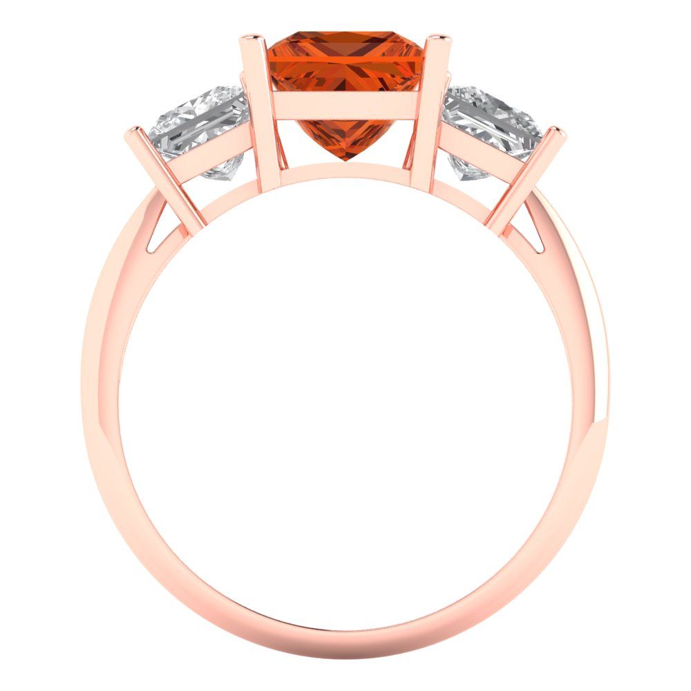 2.5 cttw Simulated Ruby Three-Stone Engagement Ring - Solid Gold (Princess Cut,6.5 mm)