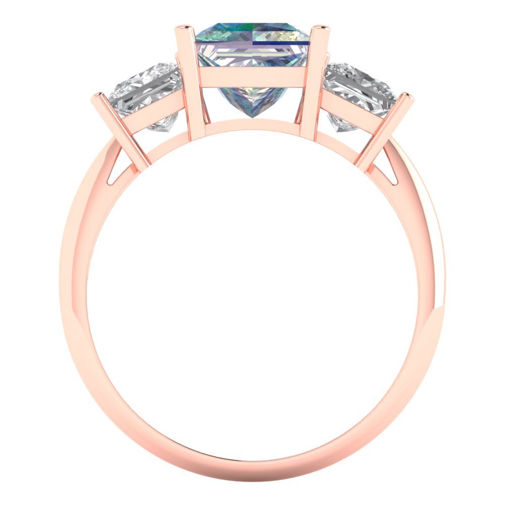 2.5 cttw Blue Moissanite Three-Stone Engagement Ring - Solid Gold (Princess Cut,6.5 mm)