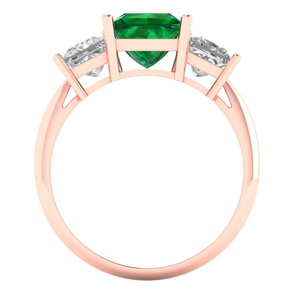 2.5 cttw Simulated Emerald Three-Stone Engagement Ring - Solid Gold (Princess Cut,6.5 mm)