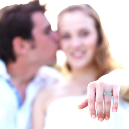 2.5 cttw Natural Aquamarine Three-Stone Engagement Ring - Solid Gold (Princess Cut,6.5 mm)