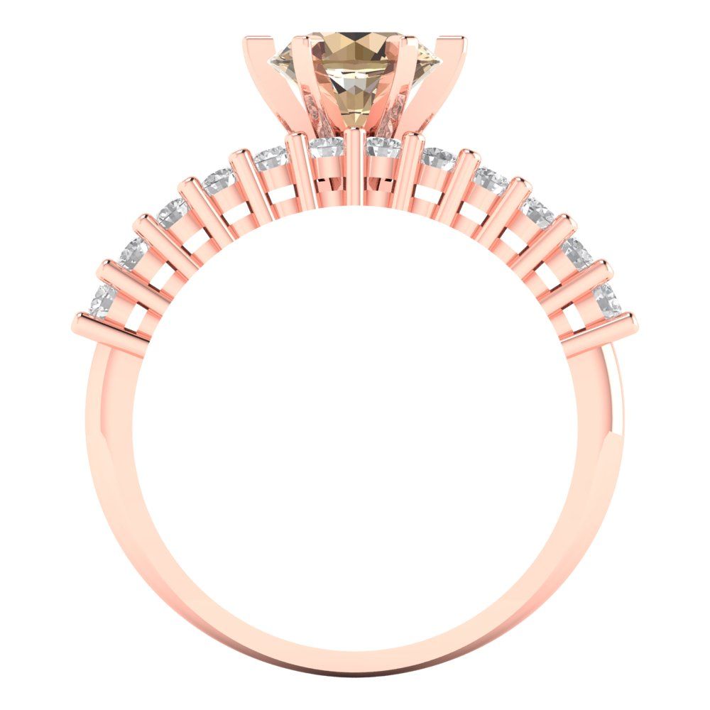 1.66 cttw Round Cut Yellow Moissanite Bridal Set - Solid Rose Gold Engagement Ring & Wedding Band