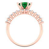 1.66 ct Brilliant Round Cut Simulated Emerald Stone Rose Gold Solitaire with Accents Bridal Set