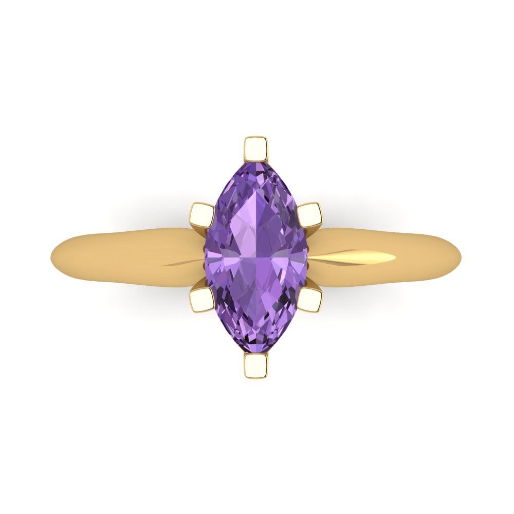 1 cttw Simulated Alexandrite Solitaire  Engagement Ring - Solid Gold (Marquise Cut,10x5mm)