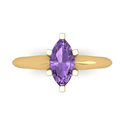 1 cttw Simulated Alexandrite Solitaire  Engagement Ring - Solid Gold (Marquise Cut,10x5mm)