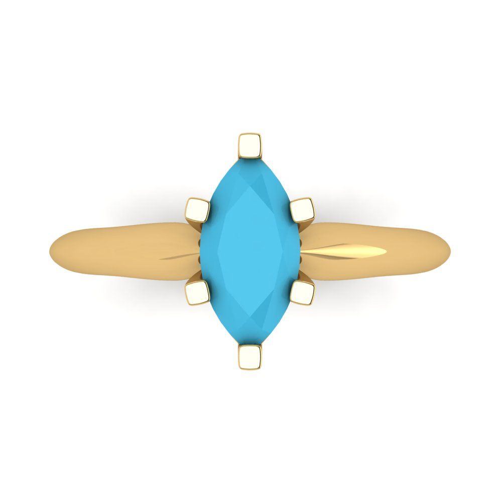 1 cttw Simulated Turquoise Solitaire  Engagement Ring - Solid Gold (Marquise Cut,10x5mm)