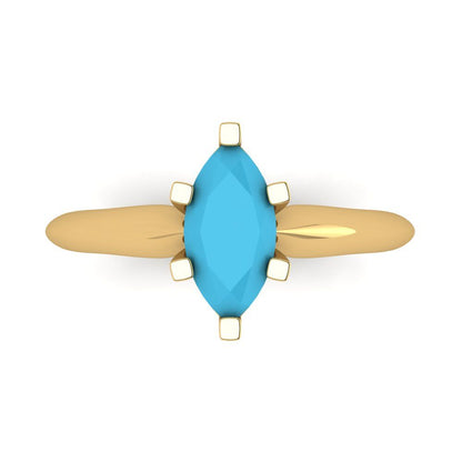 1 cttw Simulated Turquoise Solitaire  Engagement Ring - Solid Gold (Marquise Cut,10x5mm)