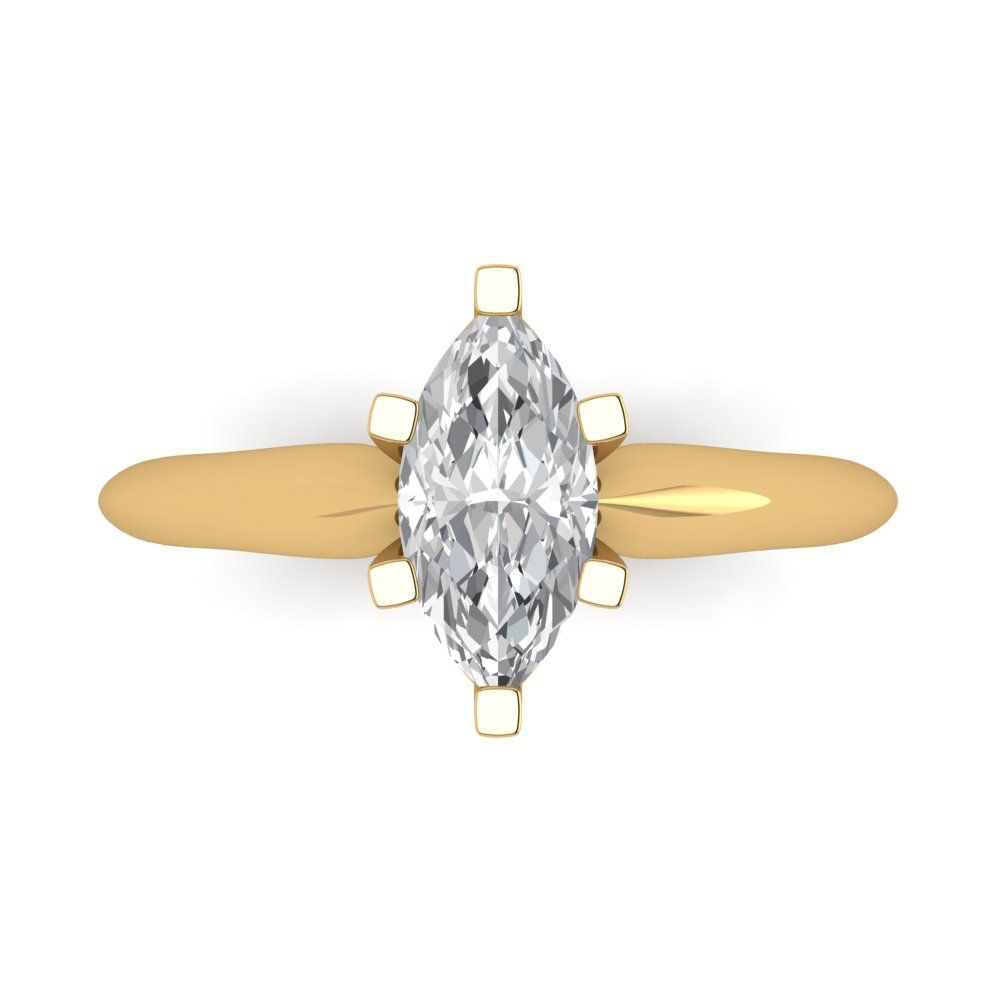 1 cttw White Sapphire Solitaire  Engagement Ring - Solid Gold (Marquise Cut,10x5mm)
