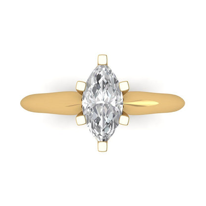 1 cttw White Sapphire Solitaire  Engagement Ring - Solid Gold (Marquise Cut,10x5mm)