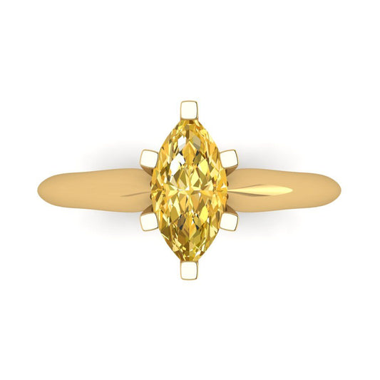 1 cttw Natural Citrine Solitaire  Engagement Ring - Solid Yellow Gold (VVS1, Marquise Cut,10x5mm)