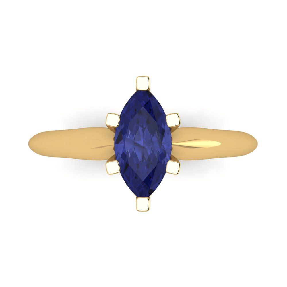 1 cttw Simulated Tanzanite Solitaire  Engagement Ring - Solid Gold (Marquise Cut,10x5mm)
