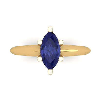 1 cttw Simulated Tanzanite Solitaire  Engagement Ring - Solid Gold (Marquise Cut,10x5mm)