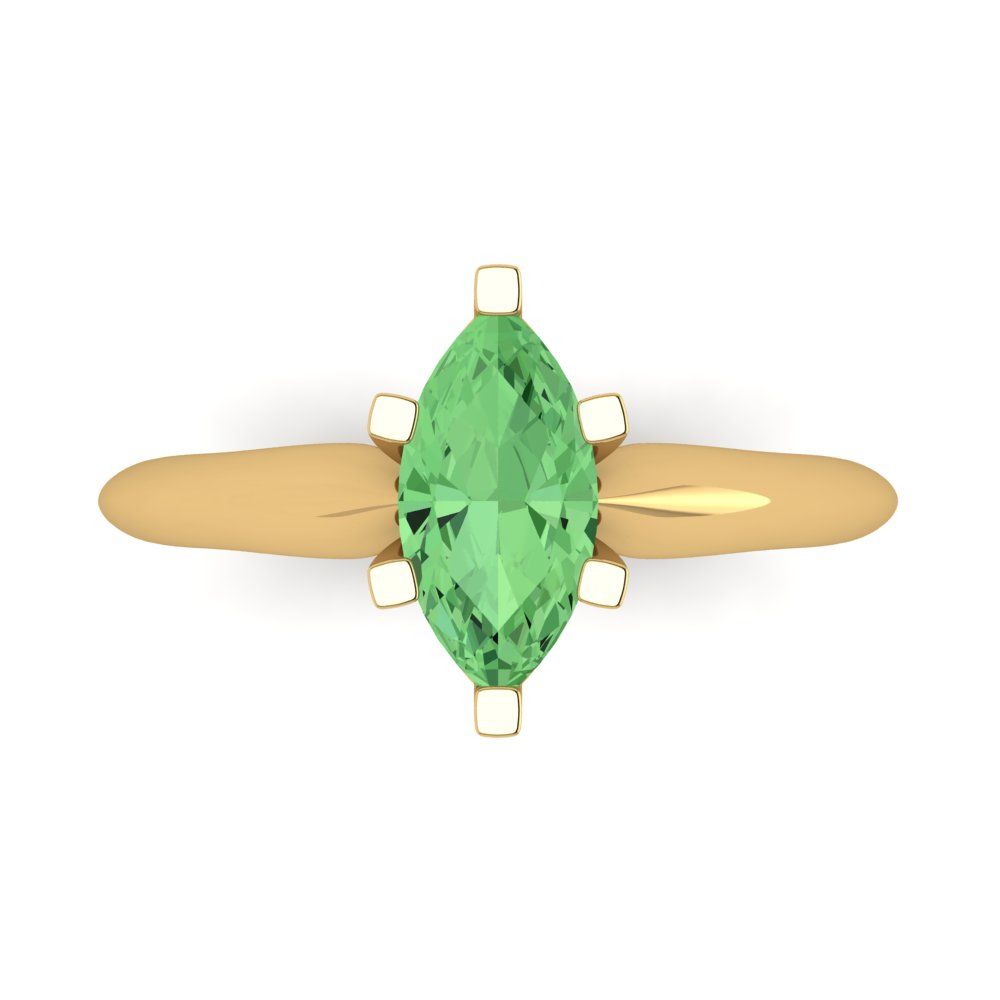 1 cttw Zirconia Simulated Green Diamond Solitaire  Engagement Ring - Solid Gold (VVS1, Marquise Cut,10x5mm)