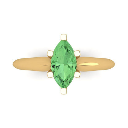 1 cttw Zirconia Simulated Green Diamond Solitaire  Engagement Ring - Solid Gold (VVS1, Marquise Cut,10x5mm)