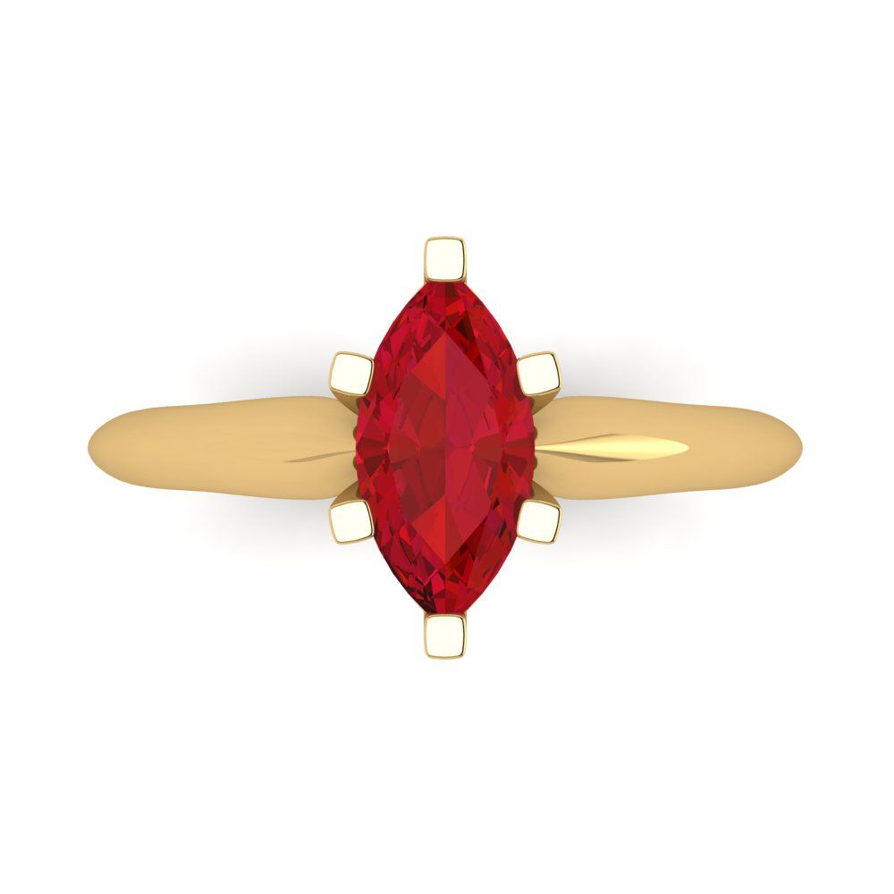 1 cttw Simulated Ruby Solitaire  Engagement Ring - Solid Gold (Marquise Cut,10x5mm)