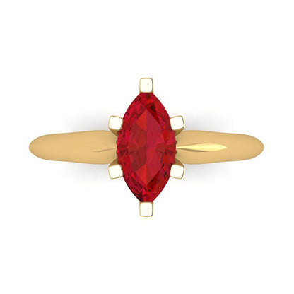 1 cttw Simulated Ruby Solitaire  Engagement Ring - Solid Gold (Marquise Cut,10x5mm)