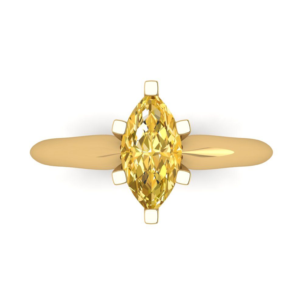 1 cttw Zirconia Simulated Yellow Diamond Solitaire  Engagement Ring - Solid Gold (VVS1, Marquise Cut,10x5mm)