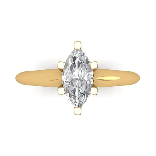 1 cttw Moissanite Solitaire  Engagement Ring - Solid Yellow Gold (VVS1, Marquise Cut,10x5mm)