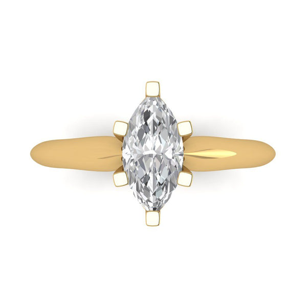 1 ct Brilliant Marquise Cut Clear Simulated Diamond Stone Yellow Gold Solitaire Ring