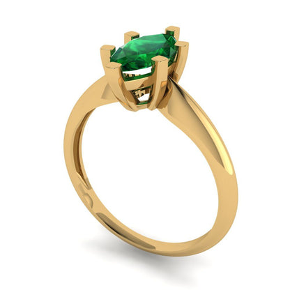1 cttw Simulated Emerald Solitaire  Engagement Ring - Solid Gold (Marquise Cut,10x5mm)