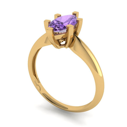 1 cttw Simulated Alexandrite Solitaire  Engagement Ring - Solid Gold (Marquise Cut,10x5mm)