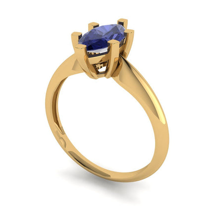 1 cttw Simulated Tanzanite Solitaire  Engagement Ring - Solid Gold (Marquise Cut,10x5mm)