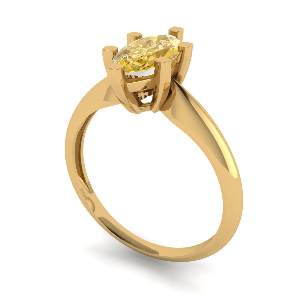 1 cttw Zirconia Simulated Yellow Diamond Solitaire  Engagement Ring - Solid Gold (VVS1, Marquise Cut,10x5mm)