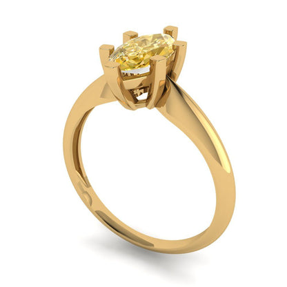 1 cttw Zirconia Simulated Yellow Diamond Solitaire  Engagement Ring - Solid Gold (VVS1, Marquise Cut,10x5mm)