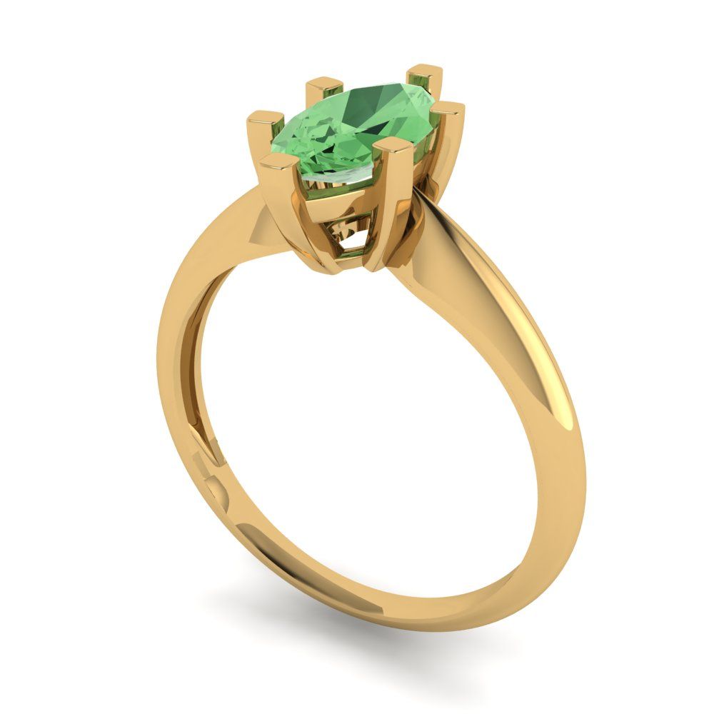 1 cttw Zirconia Simulated Green Diamond Solitaire  Engagement Ring - Solid Gold (VVS1, Marquise Cut,10x5mm)