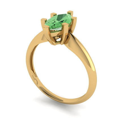 1 cttw Zirconia Simulated Green Diamond Solitaire  Engagement Ring - Solid Gold (VVS1, Marquise Cut,10x5mm)