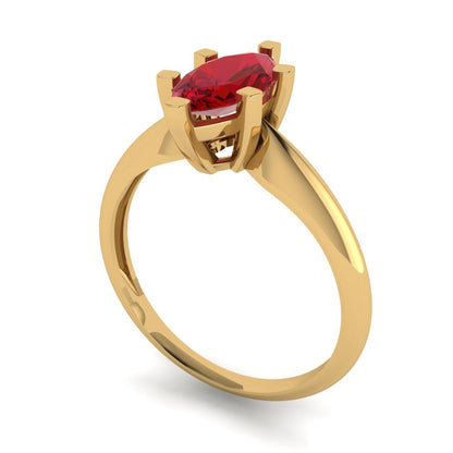 1 cttw Simulated Ruby Solitaire  Engagement Ring - Solid Gold (Marquise Cut,10x5mm)