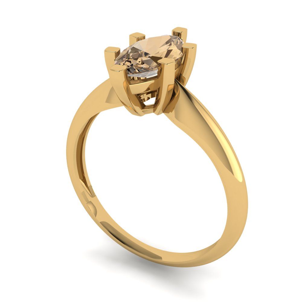 1 cttw Zirconia Simulated Champagne Diamond Solitaire  Engagement Ring - Solid Gold (VVS1, Marquise Cut,10x5mm)