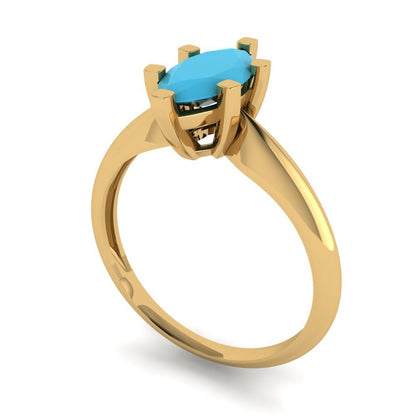 1 cttw Simulated Turquoise Solitaire  Engagement Ring - Solid Gold (Marquise Cut,10x5mm)