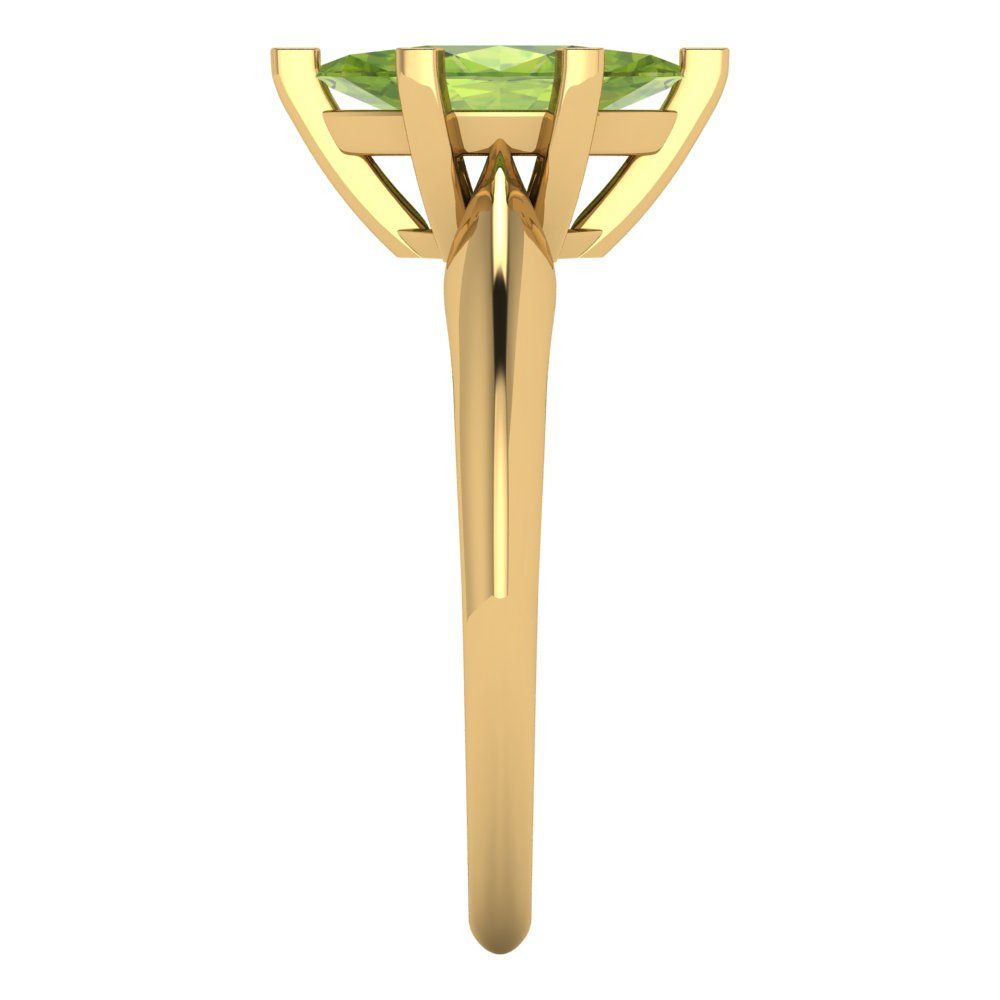 1 cttw Natural Peridot Solitaire  Engagement Ring - Solid Yellow Gold (VVS1, Marquise Cut,10x5mm)
