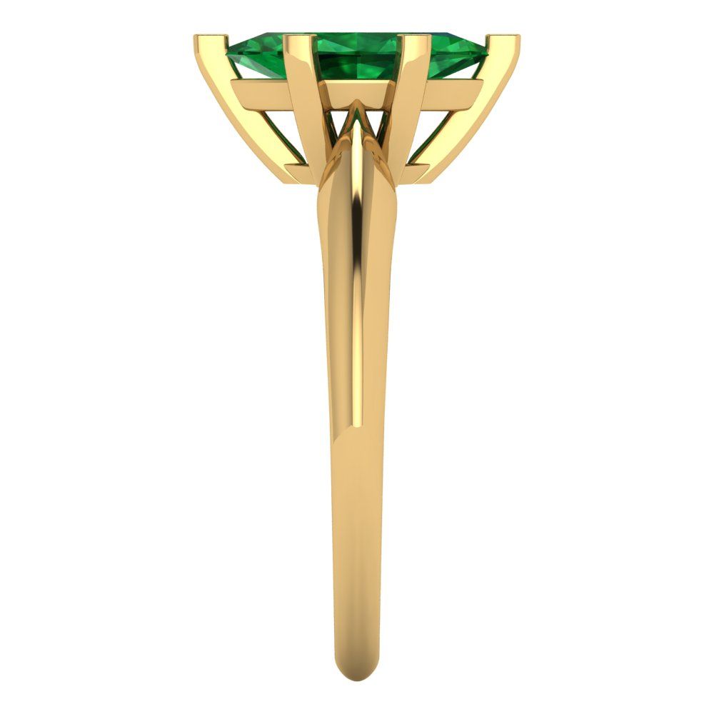 1 cttw Simulated Emerald Solitaire  Engagement Ring - Solid Gold (Marquise Cut,10x5mm)
