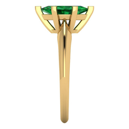 1 cttw Simulated Emerald Solitaire  Engagement Ring - Solid Gold (Marquise Cut,10x5mm)