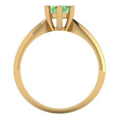 1 cttw Zirconia Simulated Green Diamond Solitaire  Engagement Ring - Solid Gold (VVS1, Marquise Cut,10x5mm)