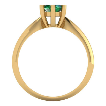 1 cttw Simulated Emerald Solitaire  Engagement Ring - Solid Gold (Marquise Cut,10x5mm)