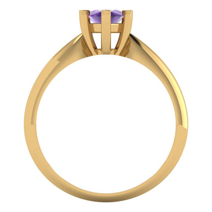 1 cttw Natural Amethyst Solitaire  Engagement Ring - Solid Gold (Marquise Cut,10x5mm)