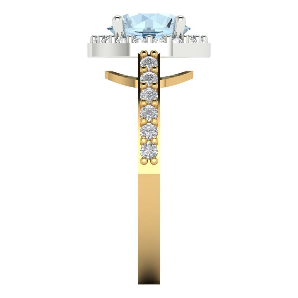 1.86 cttw Natural Swiss Blue Topaz Hidden Halo Engagement Ring - Solid White/Yellow Gold (VVS1, Round Cut,7.5mm)