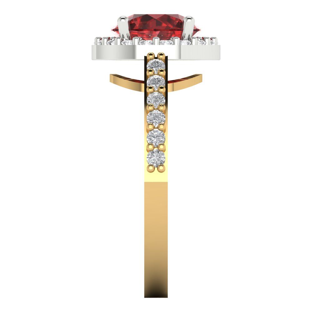 1.86 cttw Natural Garnet Hidden Halo Engagement Ring - Solid Gold (Round Cut,7.5mm)