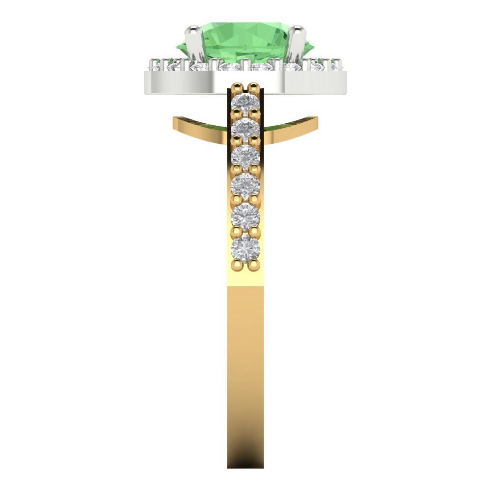 1.86 cttw Zirconia Simulated Green Diamond Hidden Halo Engagement Ring - Solid Gold (VVS1, Round Cut,7.5mm)
