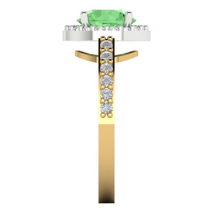 1.86 cttw Zirconia Simulated Green Diamond Hidden Halo Engagement Ring - Solid Gold (VVS1, Round Cut,7.5mm)