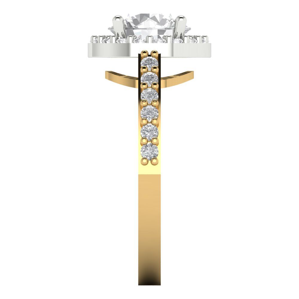 1.86 cttw Moissanite Hidden Halo Engagement Ring - Solid White/Yellow Gold (VVS1, Round Cut,7.5mm)