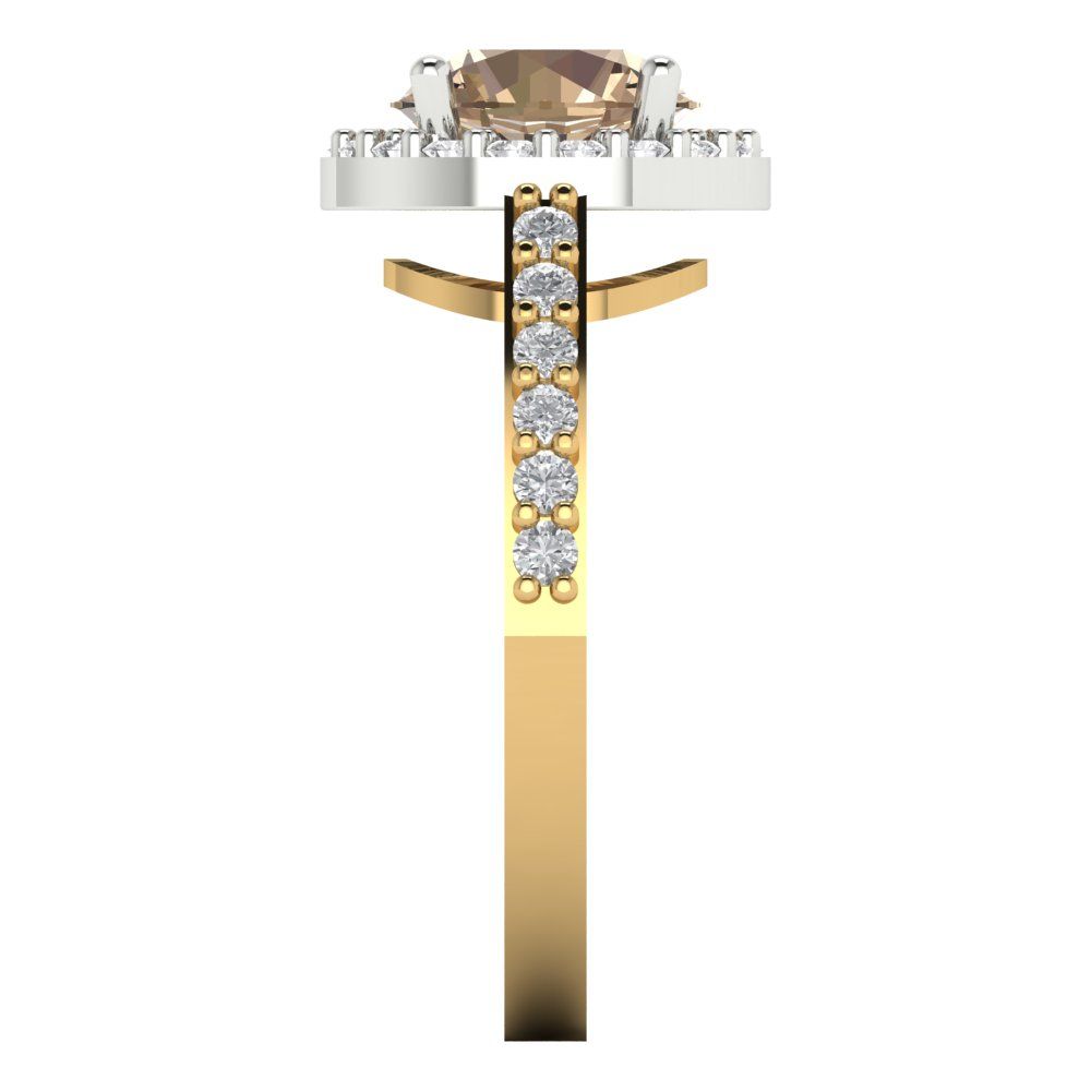 1.86 cttw Yellow Moissanite Hidden Halo Engagement Ring - Solid White/Yellow Gold (VVS1, Round Cut,7.5mm)